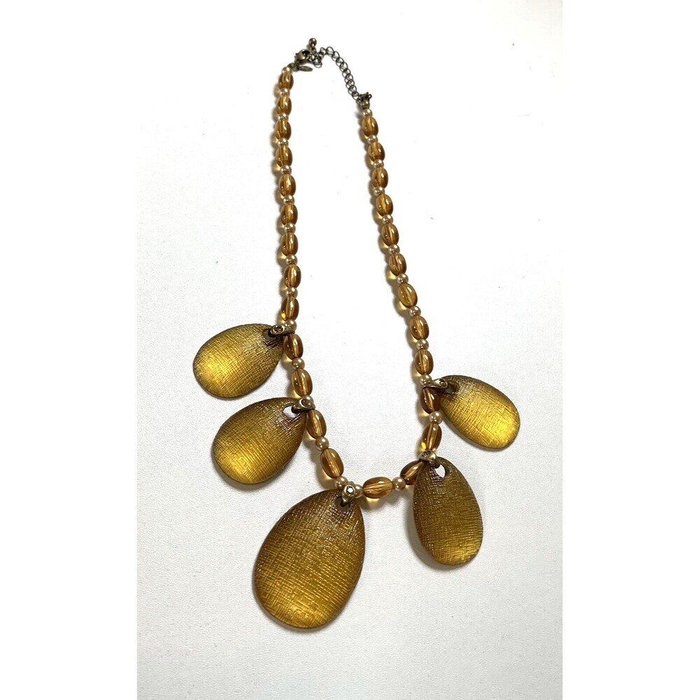 Vintage Champagne Shimmer Statement Necklace New Old Stock Boxed Chic Classic